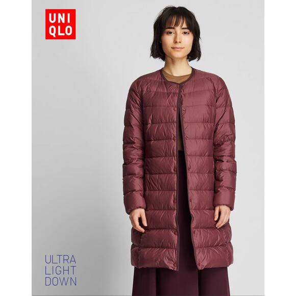 Uniqlo Women’s Ultra Light Down Jacket Small Wine Packable Travel Quilted Coat - Picture 16 of 16
